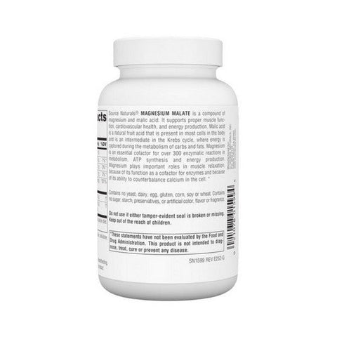 Source Naturals, Magnesium Malate, 625 Mg, 100 Caps Source Naturals