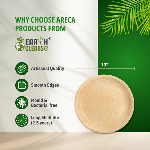 Earth Cleanse, Areca Palm Leaf Round Plates 10 Inches, Pack of 200 Earth Cleanse