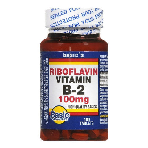Basic, Riboflavin Vitamin B-2, 100 Mg, 100 Tabs Basic
