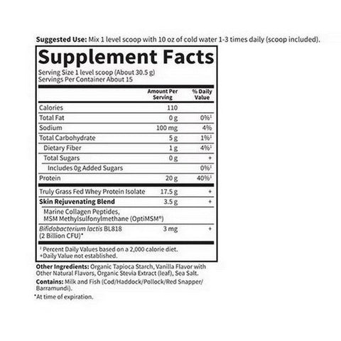 Garden of Life, Sport Grass Fed Whey Plus Skin Protein Powder, 457.5 Grams Garden of Life