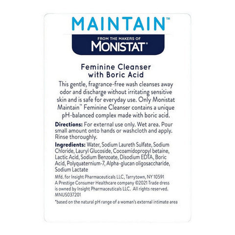Monistat, Maintain Feminine Cleanser With Boric Acid, 10 Oz Monistat
