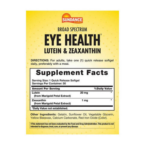 Sundance, Eye Health Lutein & Zeaxanthin Quick Release, 50 Softgels Sundance