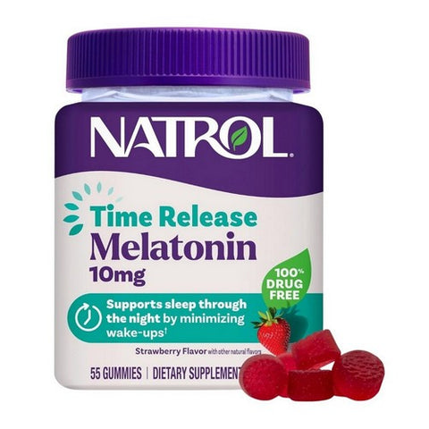 Natrol, Melatonin Gummies Time Release Sleep Gummies, 10 Mg, 55 Count Natrol
