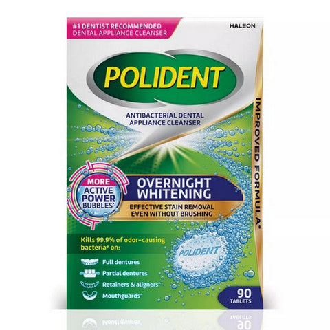 Polident, Overnight Whitening Cleanser, 90 Count Polident