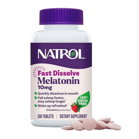 Natrol, Fast Dissolve Melatonin Strawberry-Flavored, 10 Mg, 200 Tabs Natrol