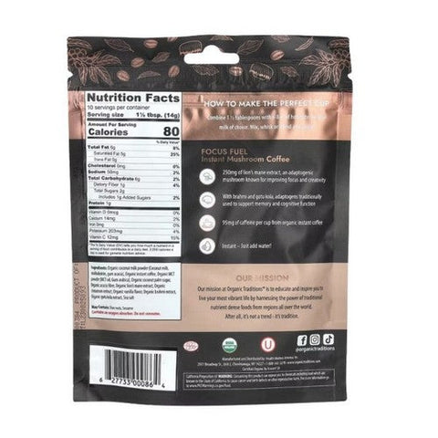 Organic Traditions, Focus Fuel Instant Mushroom Coffee, 5 Oz Organic Traditions