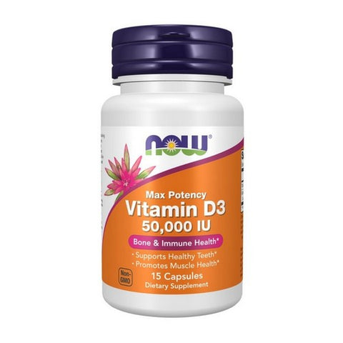Now Foods, Max Potency Vitamin D3, 50,000 IU, 15 Veg Caps Now Foods