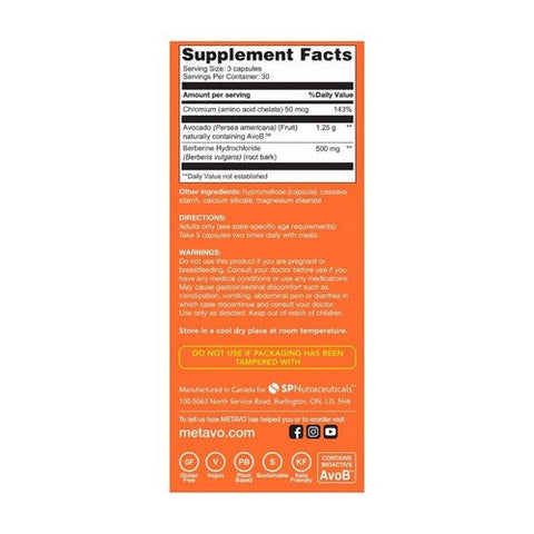 Metavo, Advanced GLP-1 Glucose Metabolism Support, 90 Veg Caps Metavo