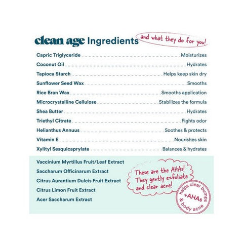 Clean Age, AHA Deodorant For Teens Fresh Scent, 2.25 Oz Clean Age