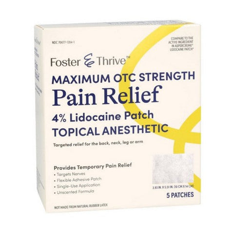 Foster And Thrive, Lidocaine Pain Relief Patch, 5 Each
