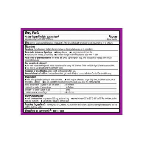 Miralax, Magnesium Hydroxide Saline Laxative Soft Chews Mixed Berry, 1200 Mg, 30 Count Miralax