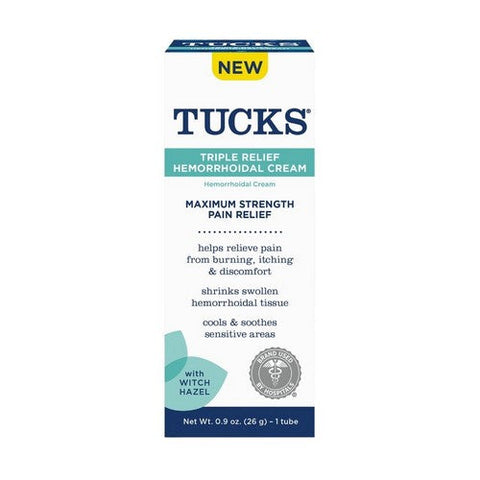 Tucks, Triple Relief Hemorrhoidal Cream, 0.9 Oz Tucks