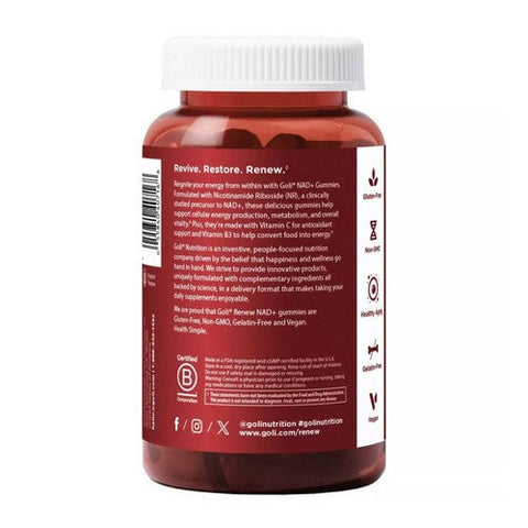 Goli Nutrition, Renew NAD Plus Gummies, 60 Count Goli Nutrition