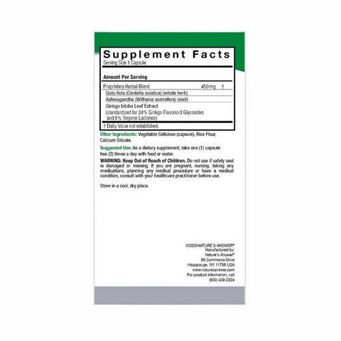 Nature's Answer, Brainstorm - 2, 450 Mg, 90 Veg Caps Nature's Answer