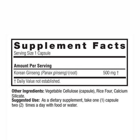 Nature's Answer, Ginseng Root Korean, 50 Vcaps Nature's Answer