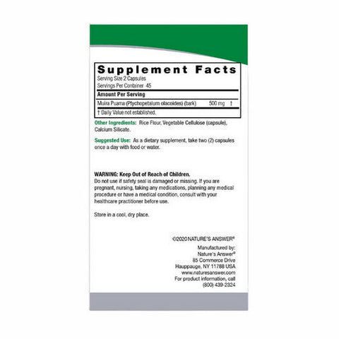 Nature's Answer, Muira Puama, 500 Mg, 90 Veg Caps Nature's Answer