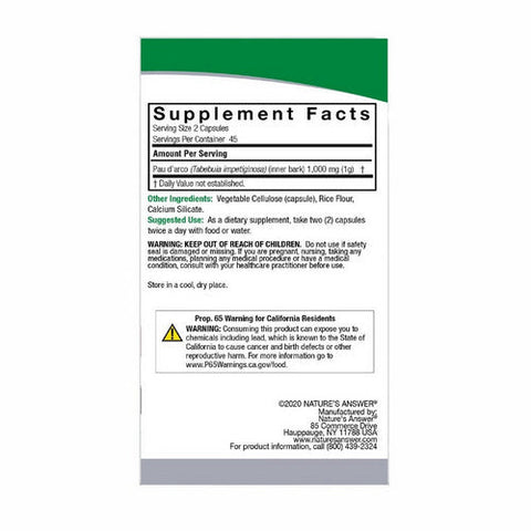 Nature's Answer, Pau D' Arco, 1000 Mg, 90 Veg Caps Nature's Answer