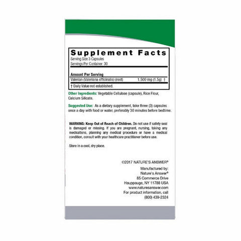 Nature's Answer, Valerian Root, 1500 Mg, 90 Veg Caps Nature's Answer