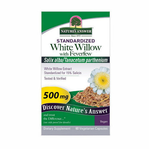 Nature's Answer, White Willow with Feverfew Standardized, 60 Veg Caps Nature's Answer