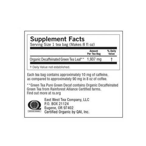 Yogi, Organic Pure Green Decaf Green, 16 Bags (Case Of 6) Yogi