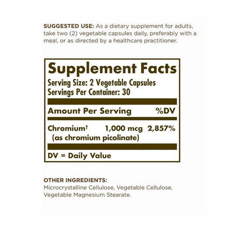 Solgar, Chromium Picolinate, 500 mcg, 60 Veg Caps Solgar