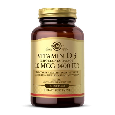 Solgar, Vitamin D3 Cholecalciferol, 10 Mcg, 100 Softgels Solgar