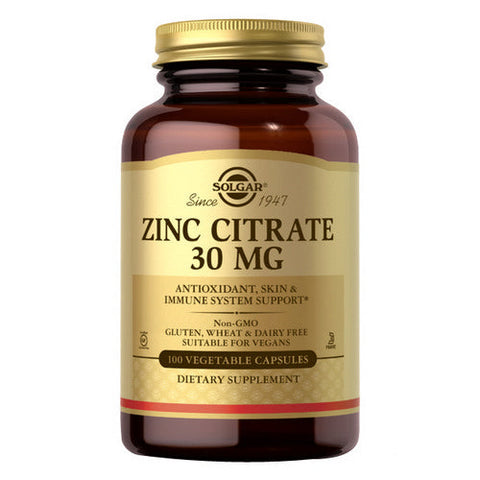 Solgar, Zinc Citrate, 30 Mg, 100 Veg Caps Solgar