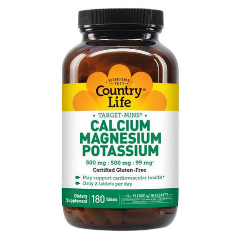 Country Life, Cal-Mag-Potassium Target-Mins, 180 Tabs Country Life