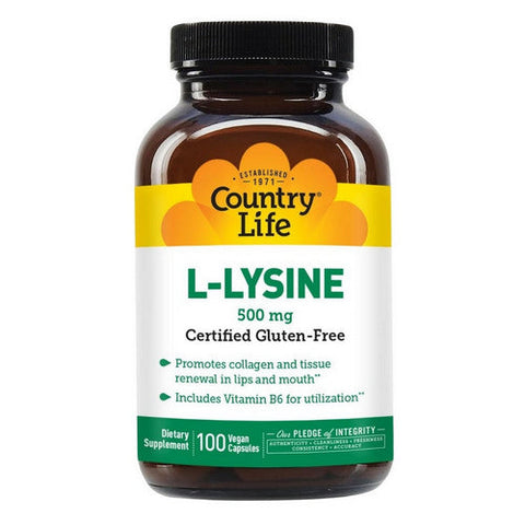 Country Life, L-Lysine with B-6, 500 MG, 100 Caps Country Life