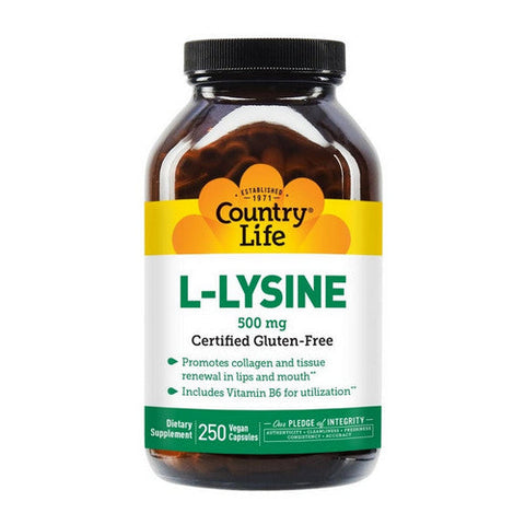 Country Life, L-Lysine with B-6, 500 MG, 250 Caps Country Life