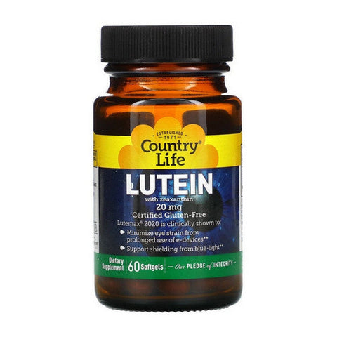 Country Life, Lutein, 20 MG, 60 Softgels Country Life