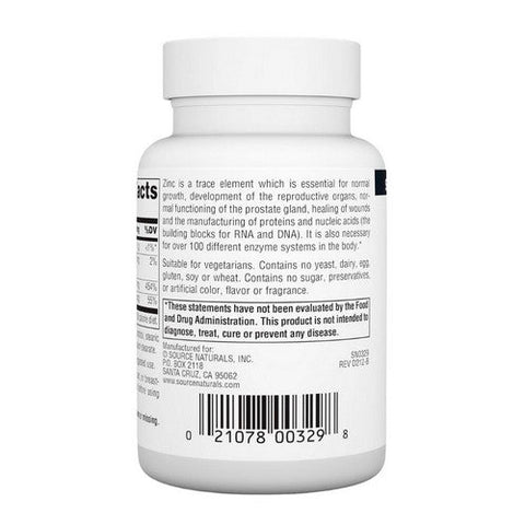 Source Naturals, Zinc Amino Acid Chelate, 100 Tabs Source Naturals