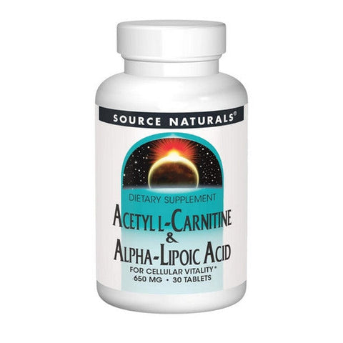 Source Naturals, Acetyl L-Carnitine And Alpha-Lipoic Acid, 650 Mg, 30 Tabs Source Naturals