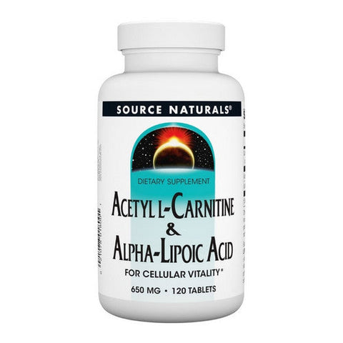Source Naturals, Acetyl L-Carnitine And Alpha-Lipoic Acid, 650 Mg, 120 Tabs Source Naturals