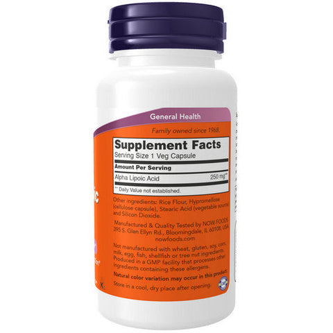 Now Foods, ALPHA LIPOIC ACID, 250 mg, 60 Caps Now Foods