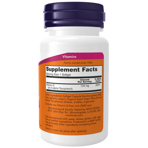 Now Foods, Vitamin E-200 With Mixed Tocopherols, 100 Softgels Now Foods