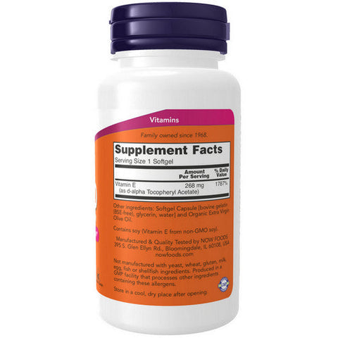 Now Foods, Vitamin E-400 D-Alpha Tocopheryl, 268 Mg, 100 Softgels Now Foods