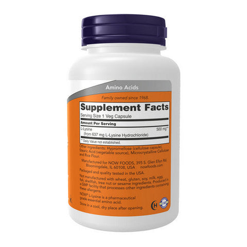 Now Foods, L-Lysine, 500 mg, 100 Caps Now Foods