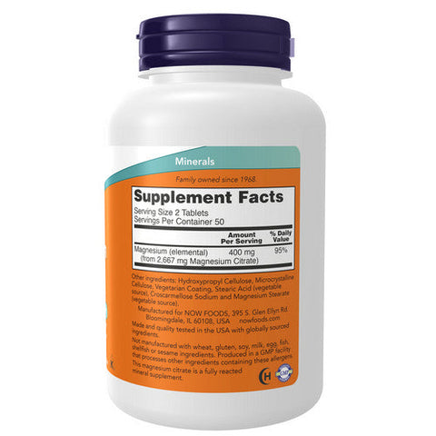 Now Foods, Magnesium Citrate, 200 mg, 100 Tabs Now Foods
