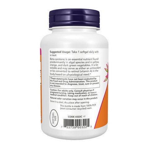 Now Foods, Natural Beta Carotene, 25000 IU, 180 Sgels Now Foods