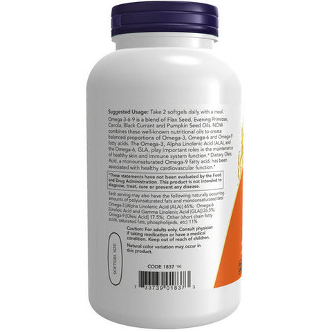 Now Foods, Omega 3-6-9, 1000 mg, 250 Softgels Now Foods