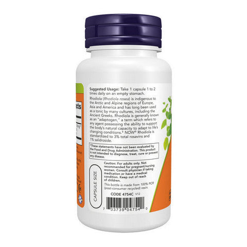 Now Foods, Rhodiola, 500 mg, 60 Vcaps Now Foods