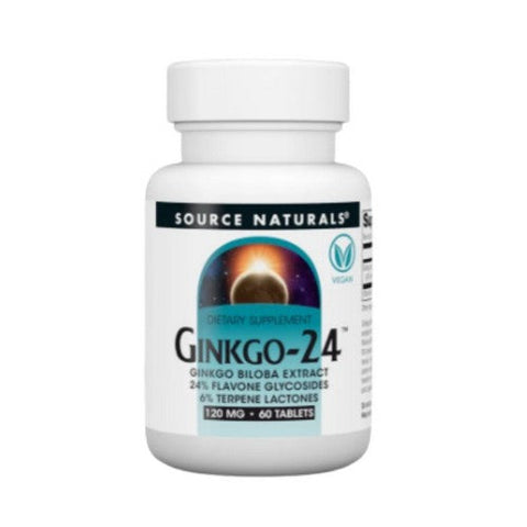 Source Naturals, Ginkgo-24 Biloba Extract, 120 MG, 60 Tabs Source Naturals