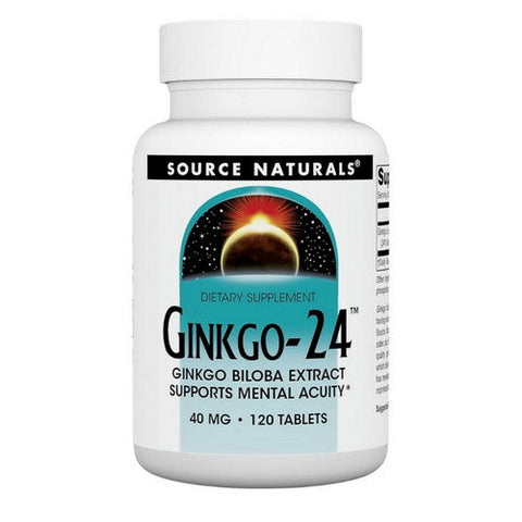 Source Naturals, Ginkgo-24 Biloba Extract, 40 MG, 120 Tabs Source Naturals