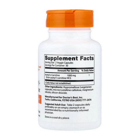 Doctors Best, Acetyl-L-Carnitine With Biosint Carnitines, 500 Mg, 60 Veggie Caps Doctors Best