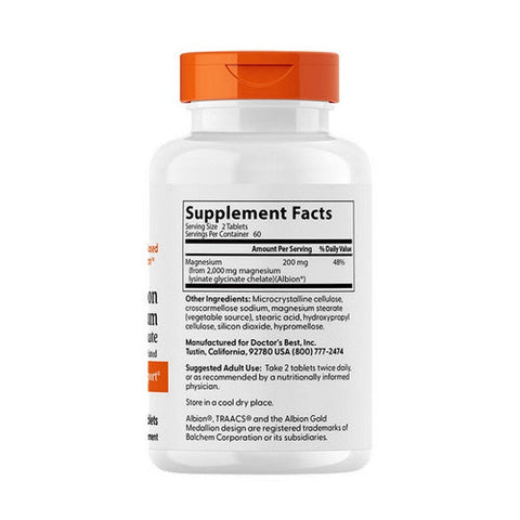 Doctors Best, High Absorption Magnesium, 100 mg, 120 Tabs Doctors Best
