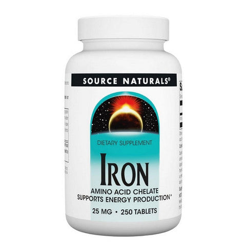 Source Naturals, Iron Chelate, 25 MG, 250 Tabs Source Naturals