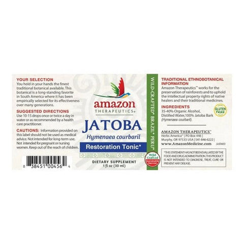 Amazon Therapeutic Laboratories, Jatoba Restoration Tonic, Certified Organic 1 Fl Oz Amazon Therapeutic Laboratories