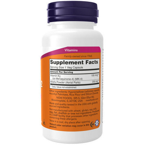 Now Foods, Vitamin K-2, 100 mcg, 100 Vcaps Now Foods