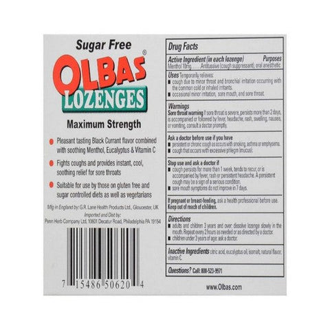 Olbas, Black Currant Sugar Free Cough Lozenges with Vitamin C, 24 Count Olbas